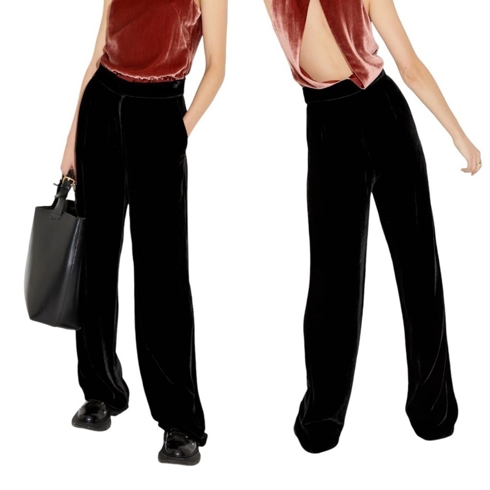 SLEEPING‎ WITH JACQUES Velvet Silk Blend Wide Leg Pants